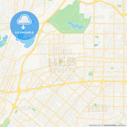 Empty vector map of Baldwin Park, California, USA