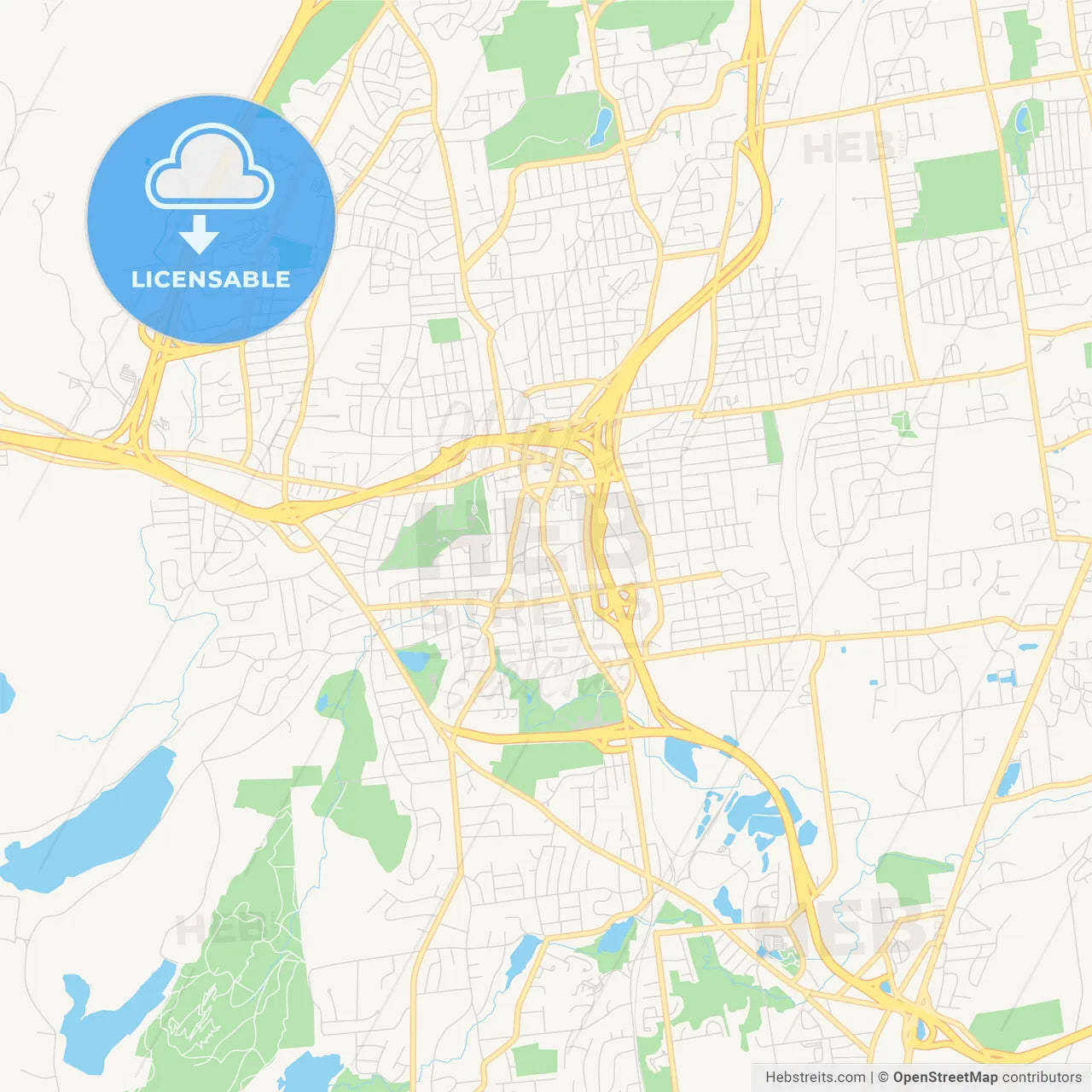 Empty vector map of New Britain, Connecticut, USA