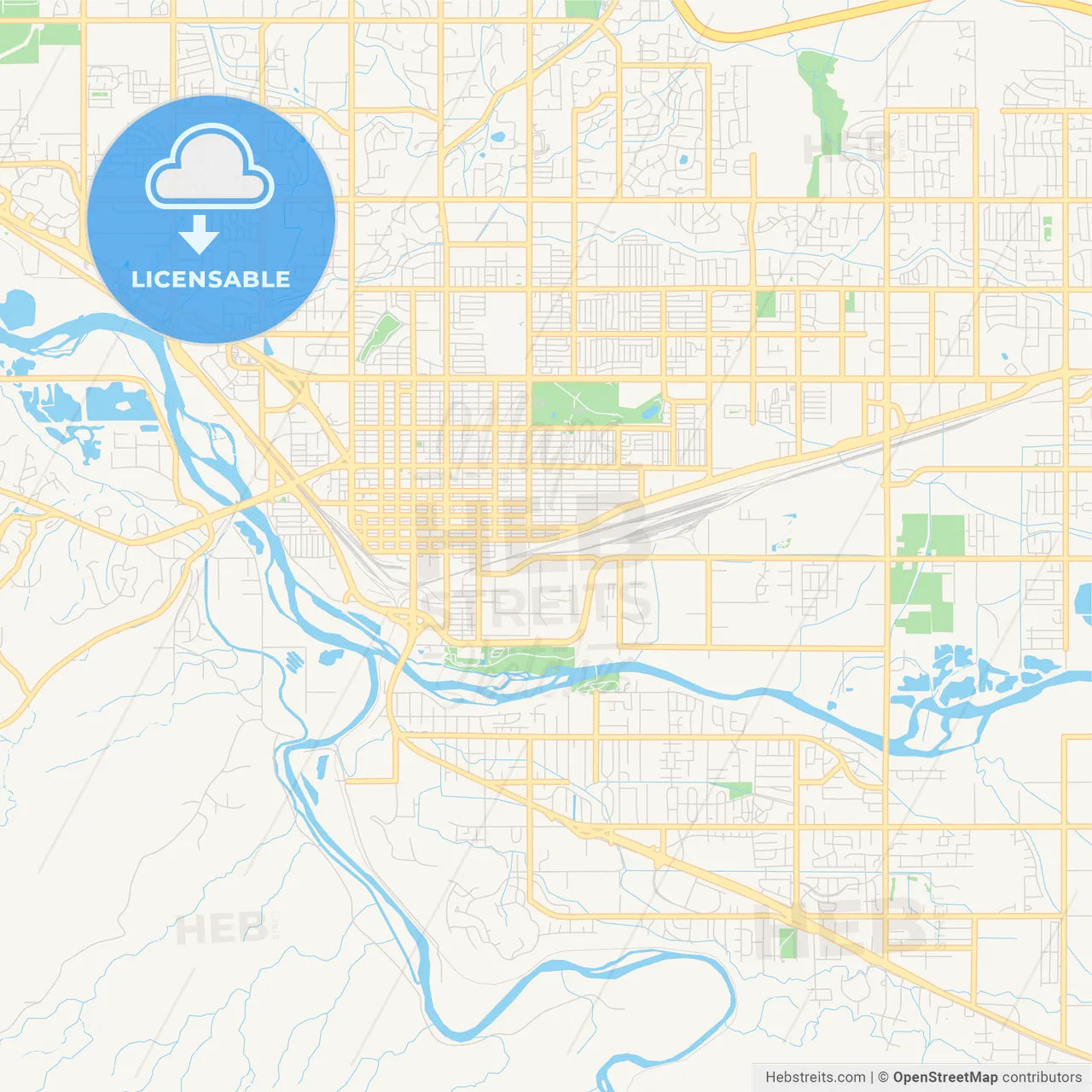 Empty vector map of Grand Junction, Colorado, USA