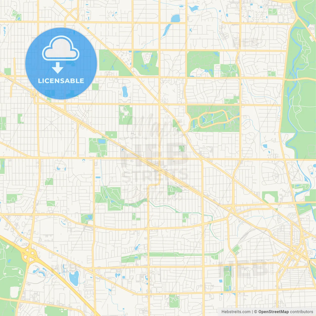 Empty vector map of Mount Prospect, Illinois, USA
