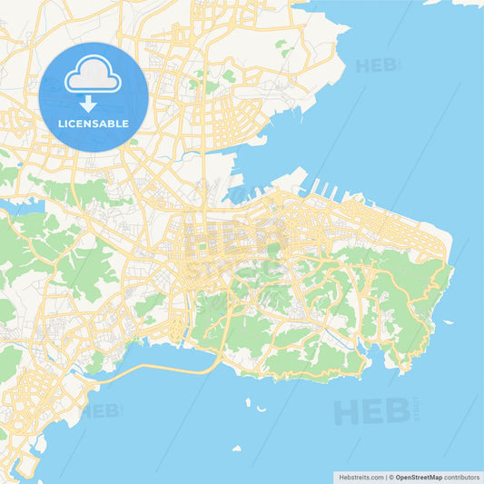 Printable street map of Dalian, China
