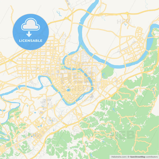 Printable street map of Ganzhou, China