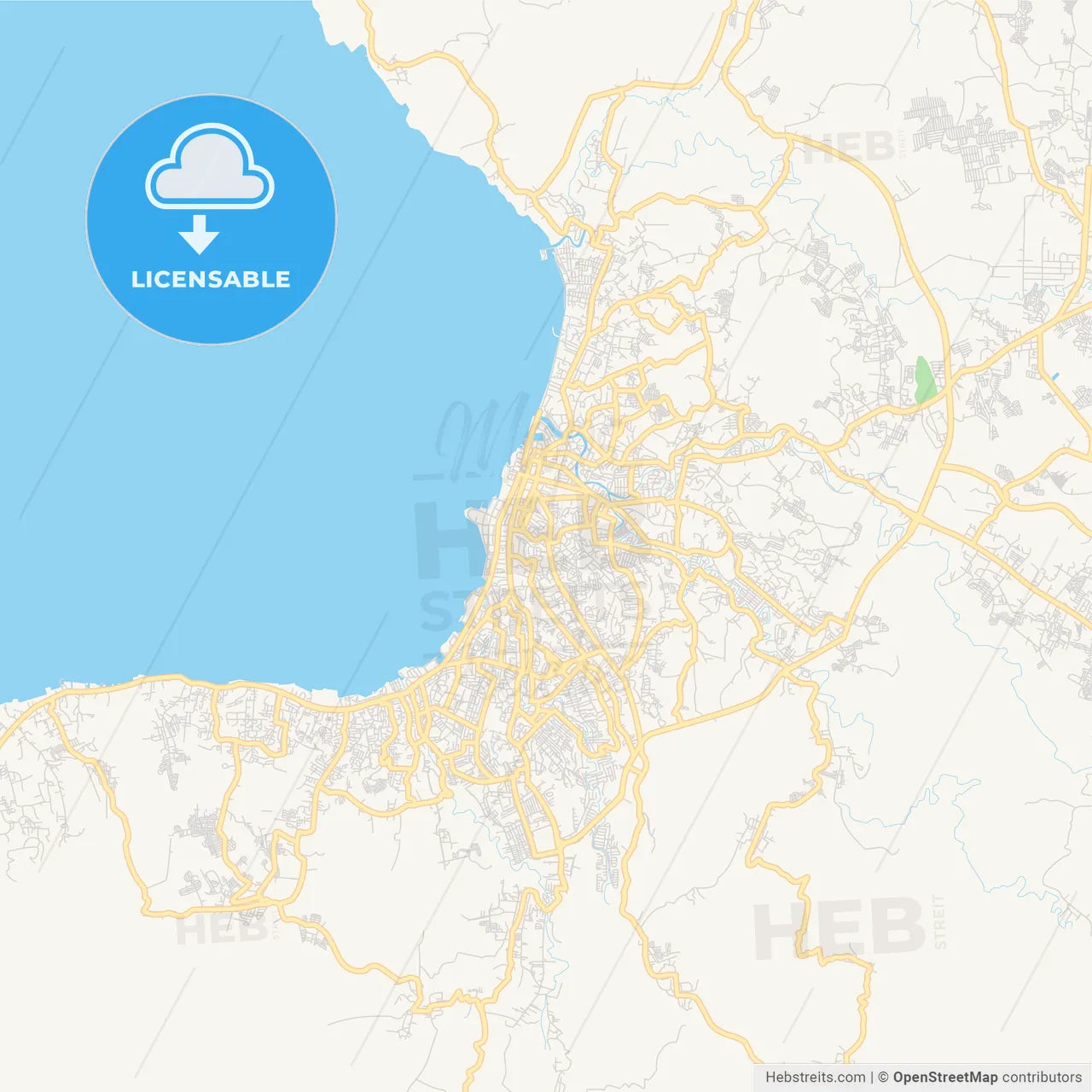 Printable street map of Manado, Indonesia