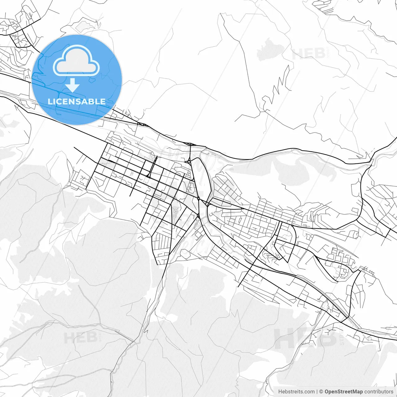Vector PDF map of Vanadzor, Armenia