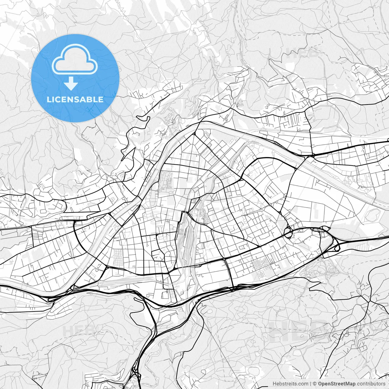 Vector PDF map of Innsbruck, Austria