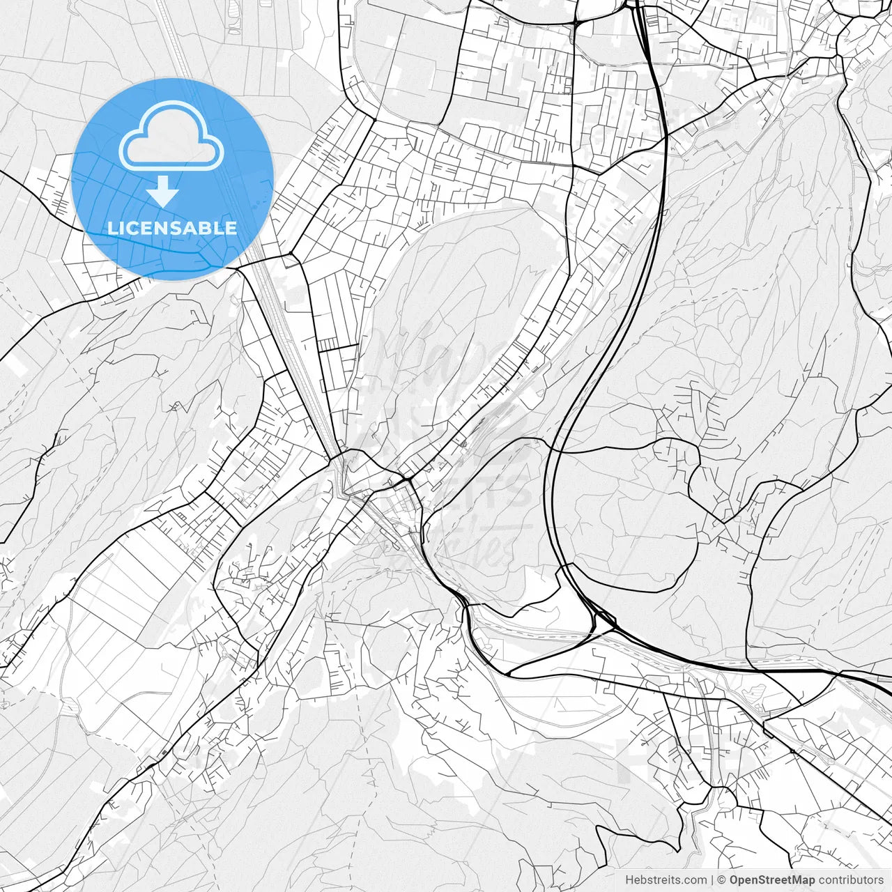 Vector PDF map of Feldkirch, Austria