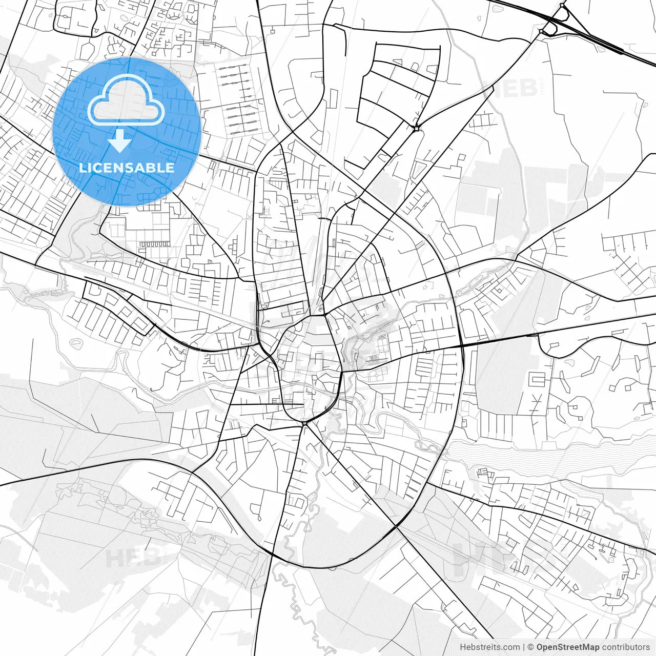 Vector PDF map of Holstebro, Denmark