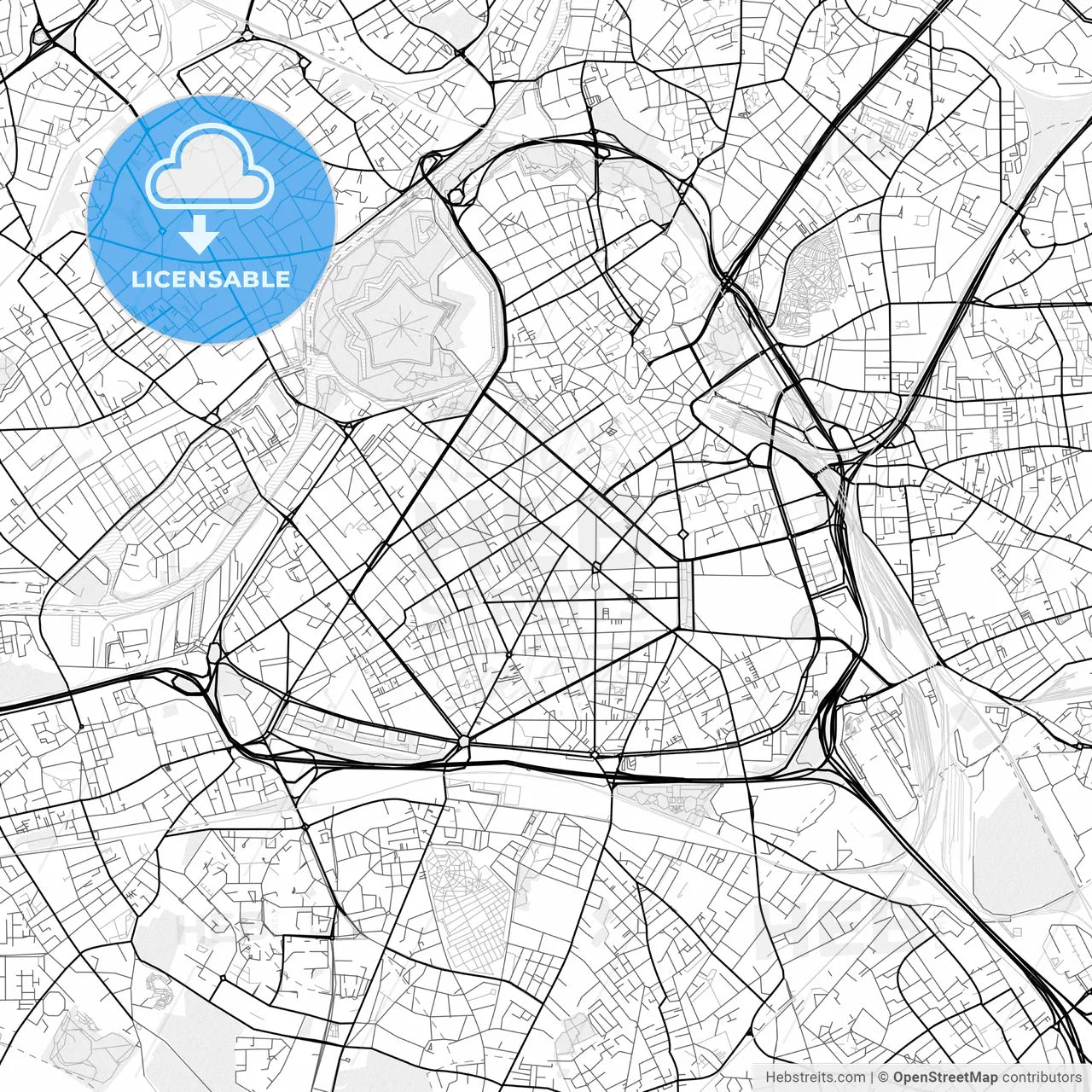 Vector PDF map of Lille, France