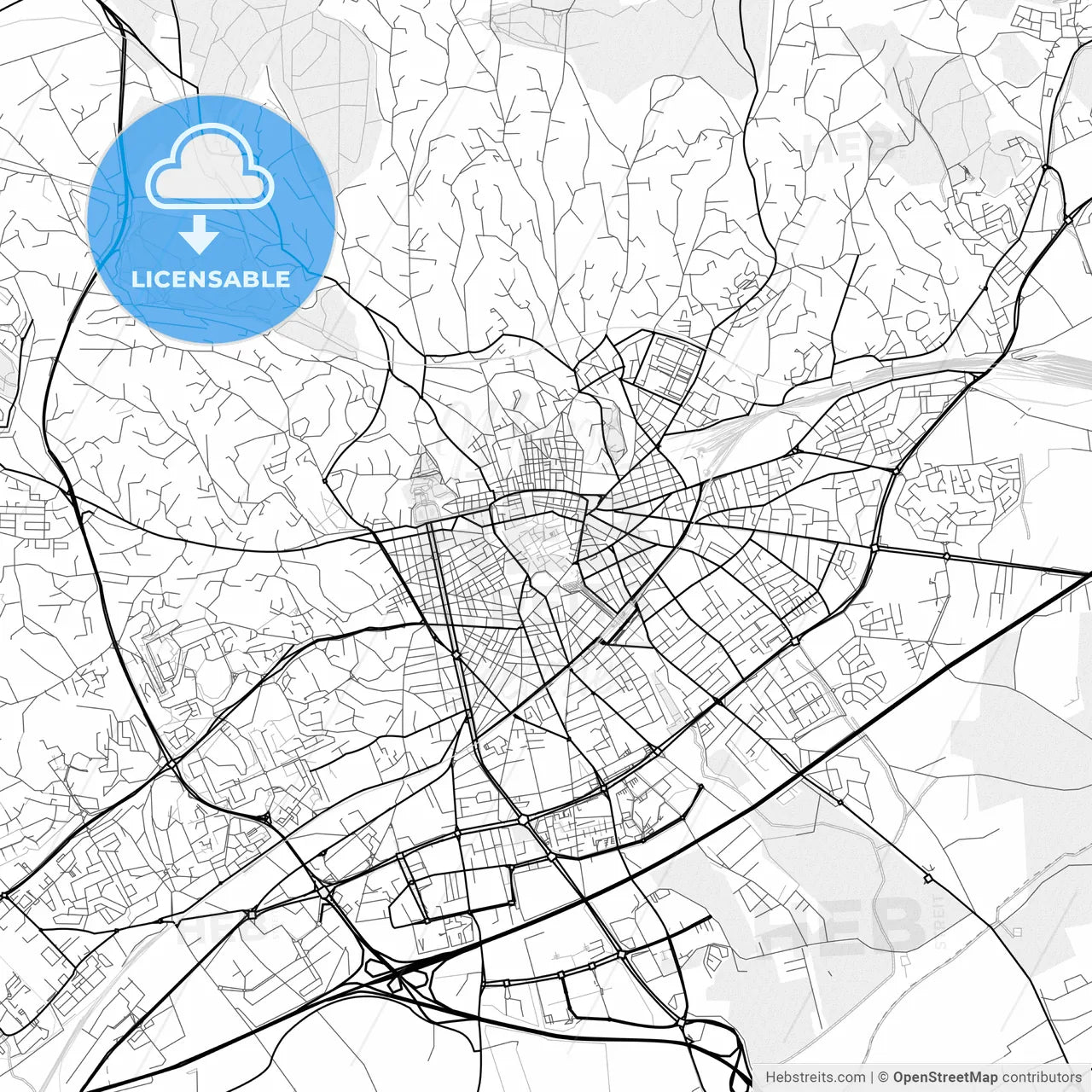 Vector PDF map of Nîmes, France