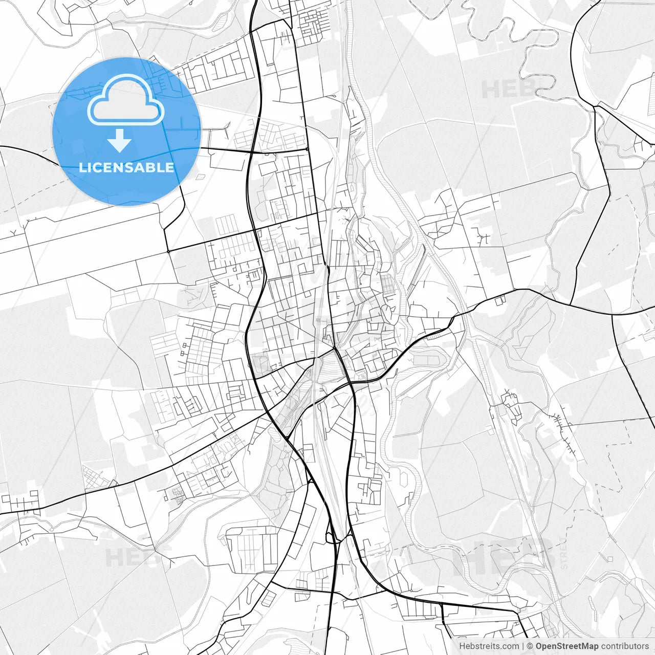 Vector PDF map of Merseburg, Germany
