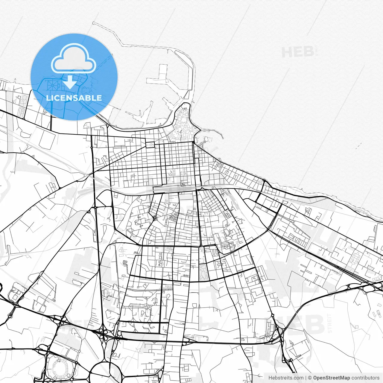 Vector PDF map of Bari, Italy