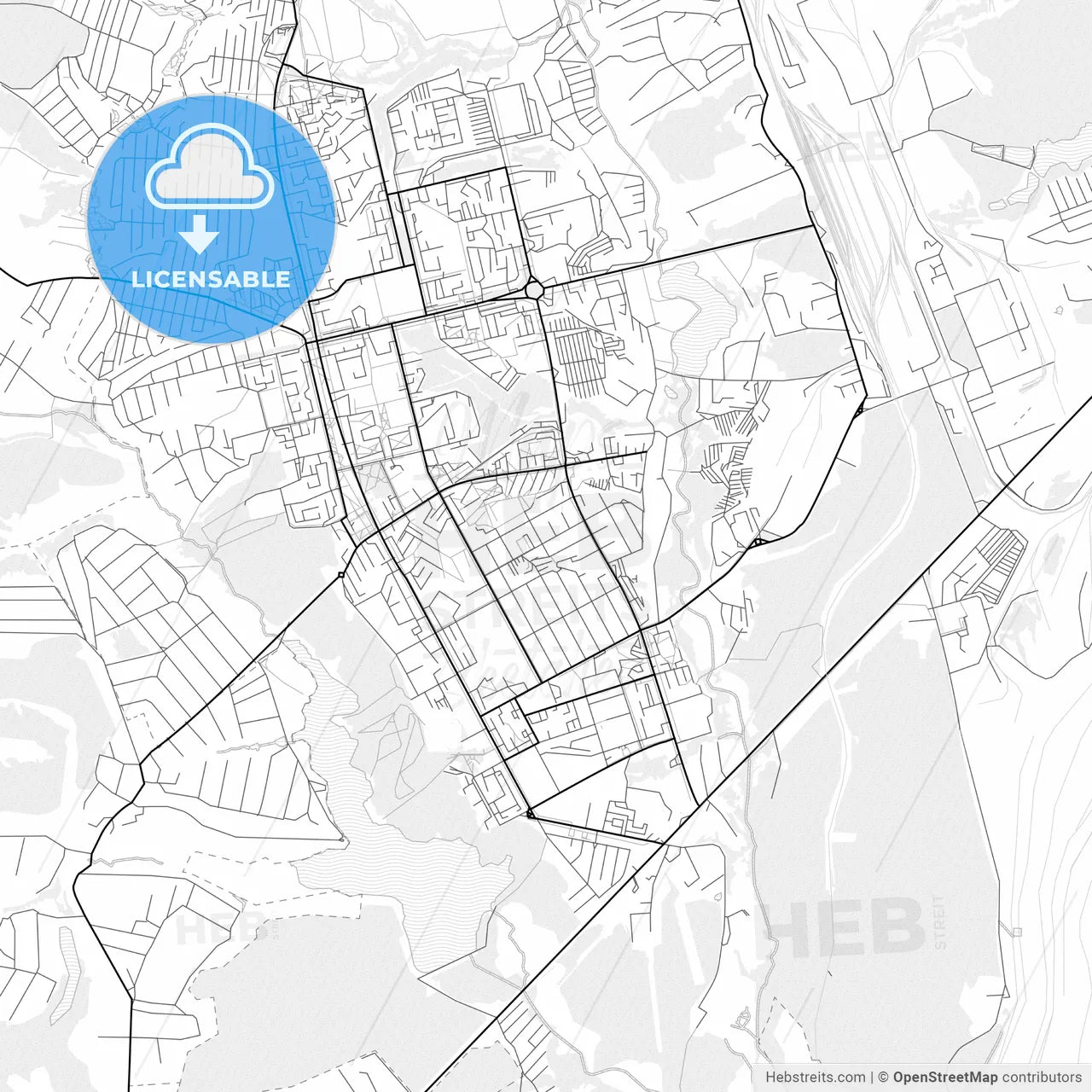 Vector PDF map of Zheleznogorsk, Russia