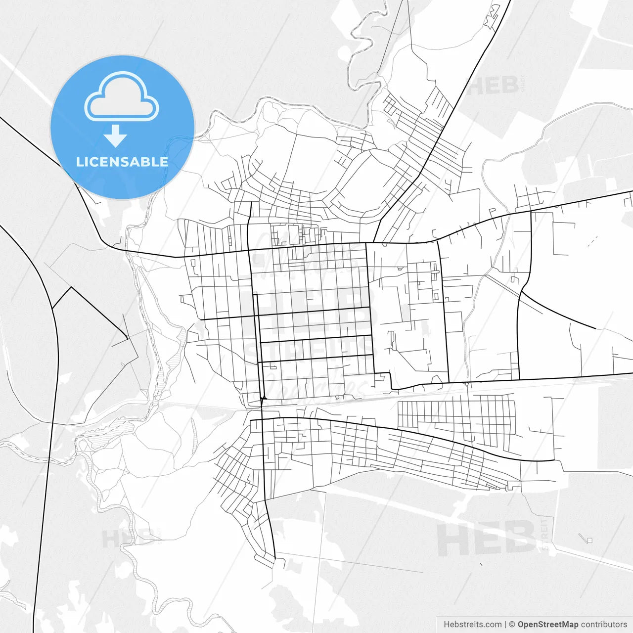 Vector PDF map of Borisoglebsk, Russia