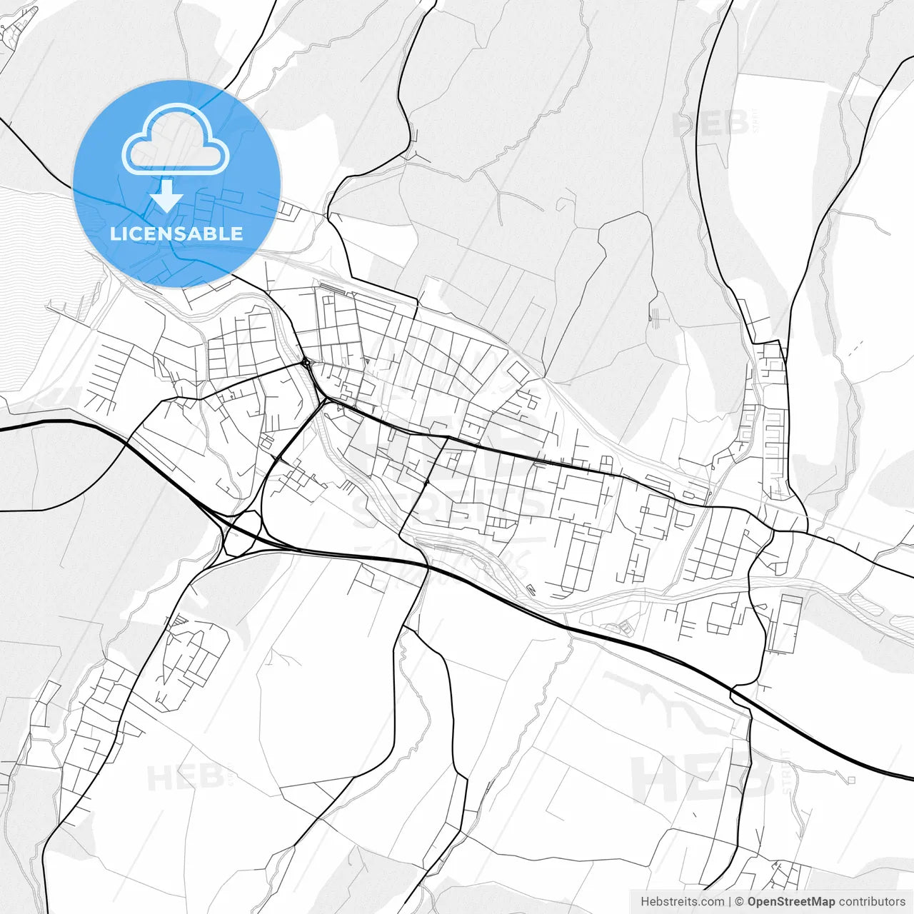 Vector PDF map of Liptovský Mikuláš, Slovakia
