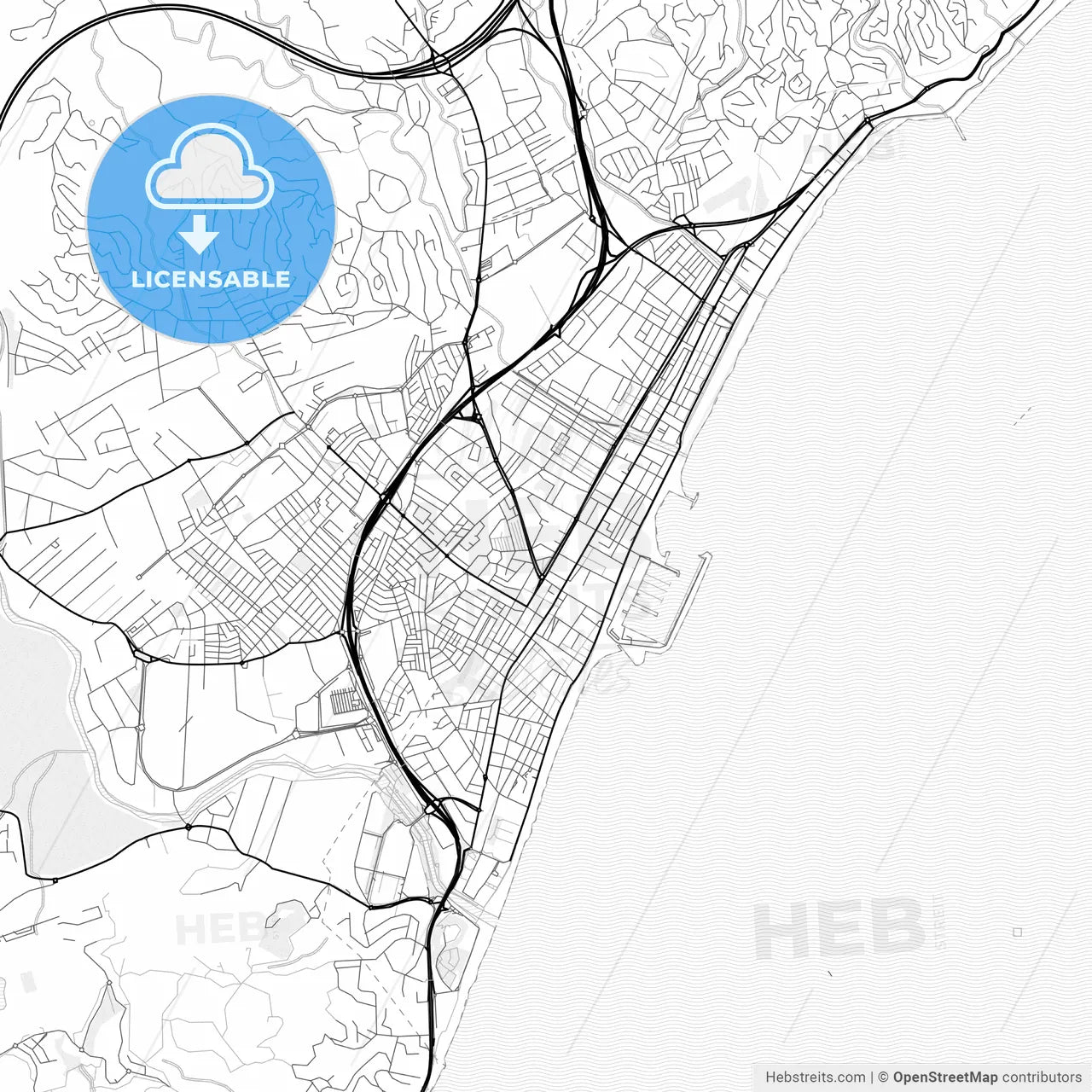 Vector PDF map of Fuengirola, Spain