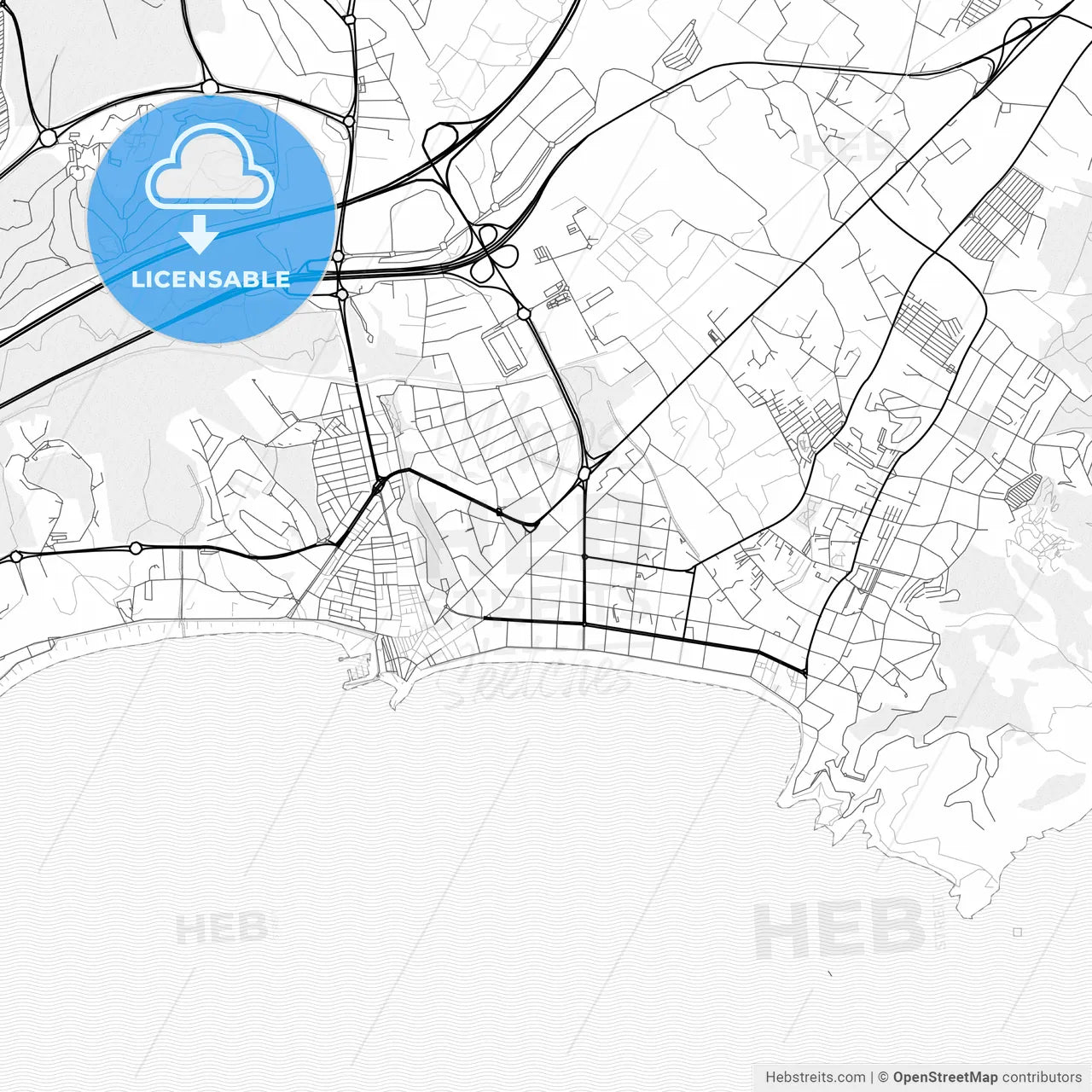 Vector PDF map of Benidorm, Spain