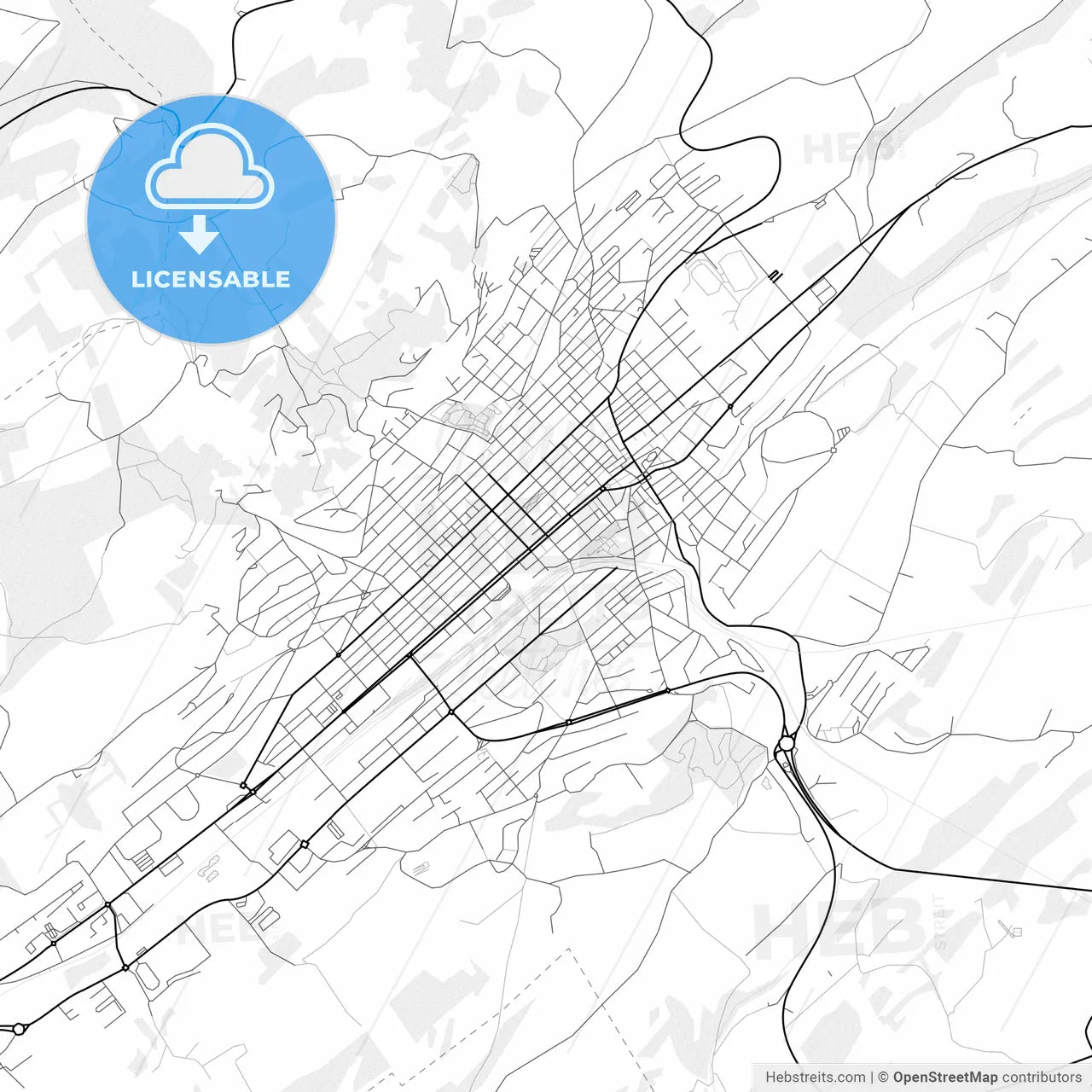 Vector PDF map of La Chaux-de-Fonds, Switzerland