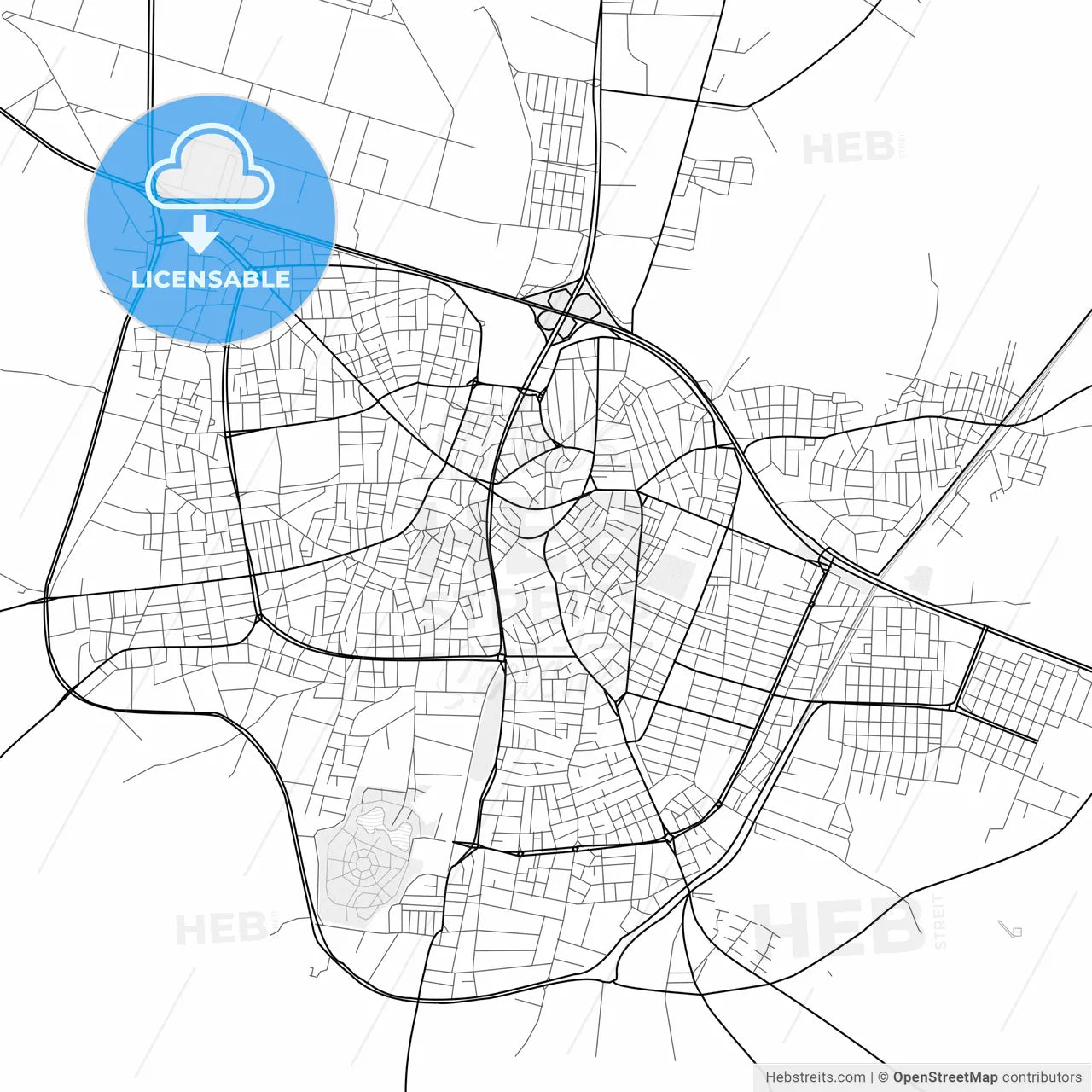 Vector PDF map of İnegöl, Turkey
