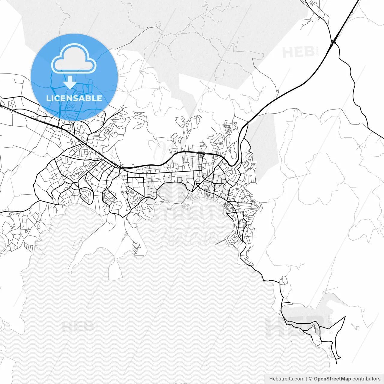Vector PDF map of Bodrum, Turkey