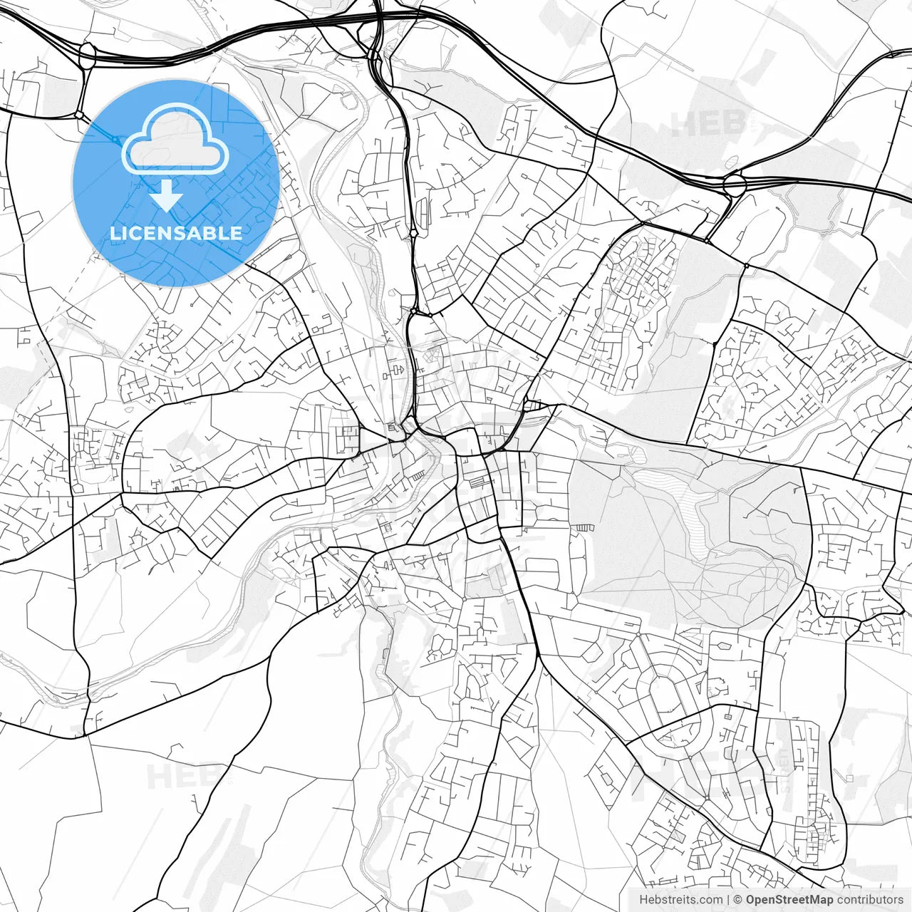 Vector PDF map of Maidstone, England