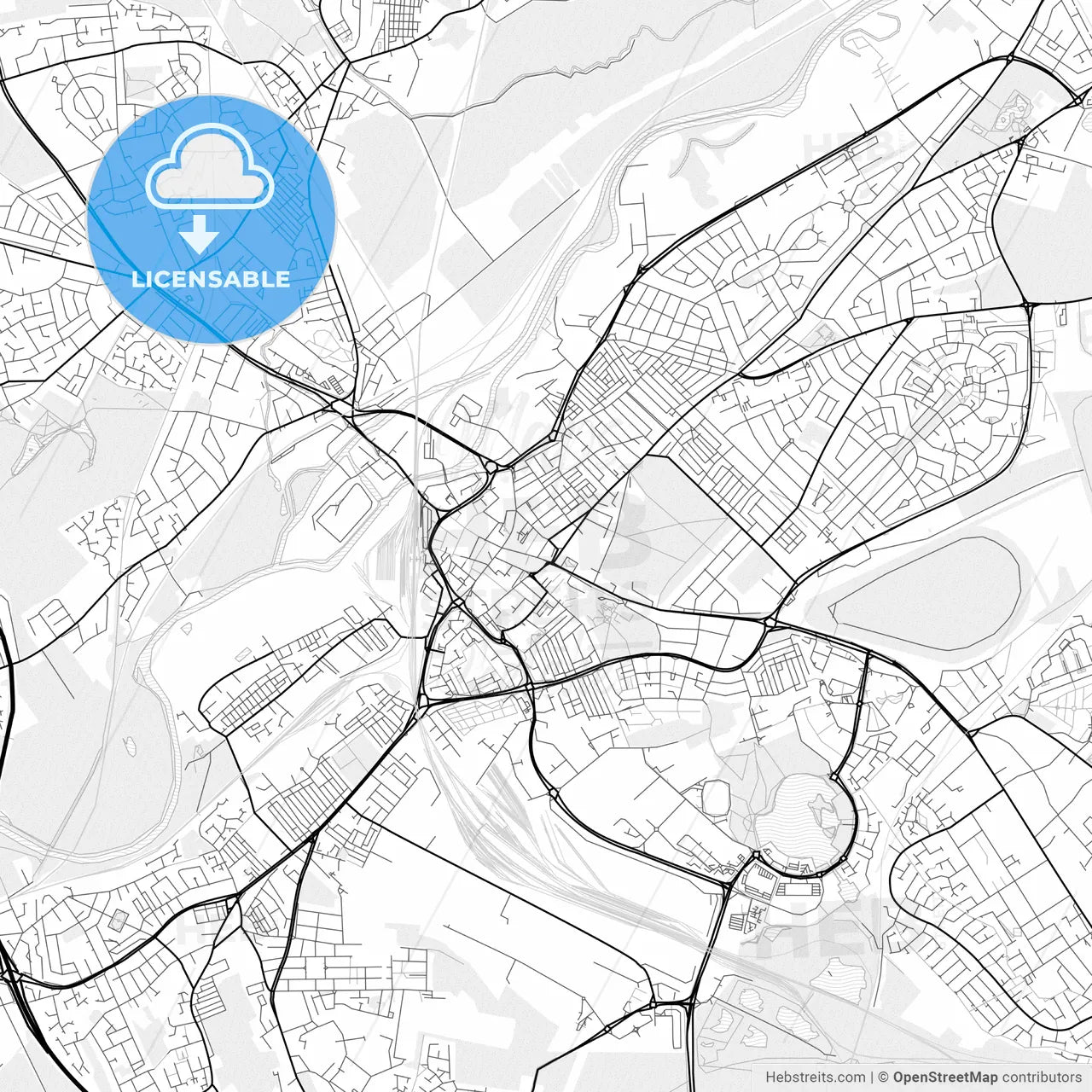 Vector PDF map of Doncaster, England