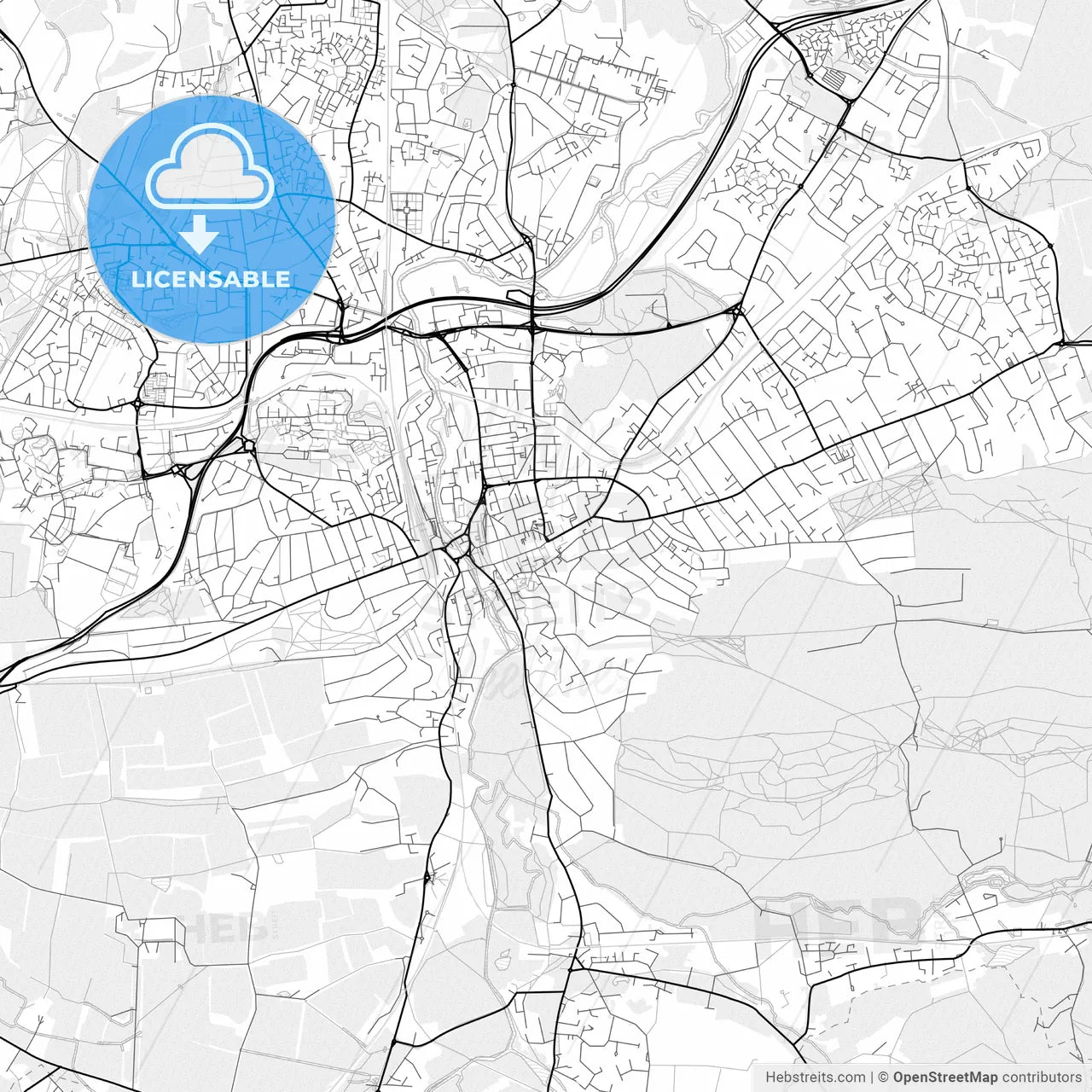 Vector PDF map of Guildford, England