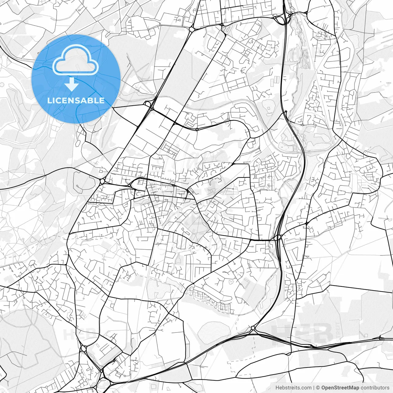 Vector PDF map of Aldershot, England