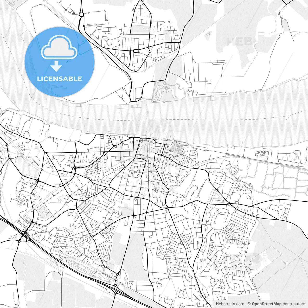 Vector PDF map of Gravesend, England