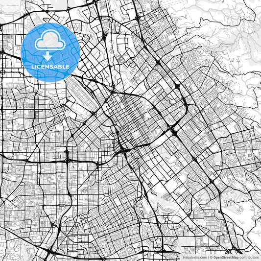 Vector PDF map of San Jose, California, United States