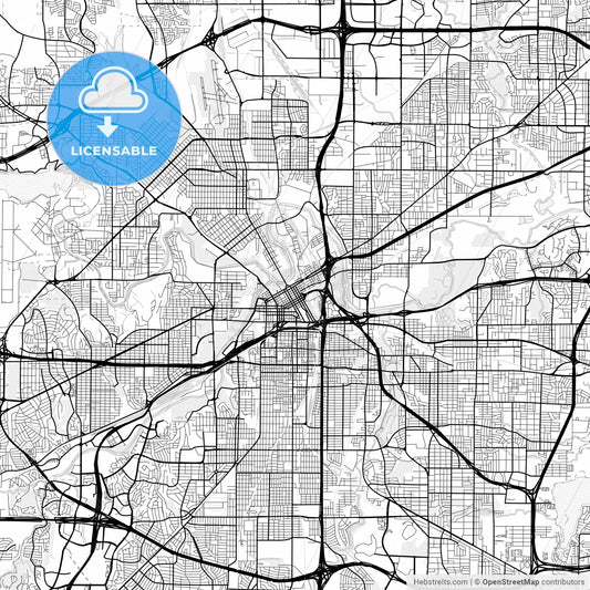 Vector PDF map of Fort Worth, Texas, United States