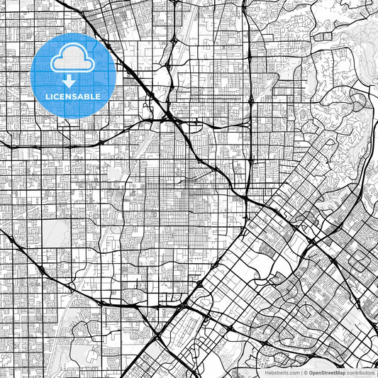 Vector PDF map of Santa Ana, California, United States