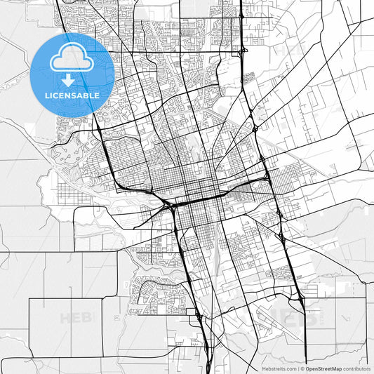 Vector PDF map of Stockton, California, United States
