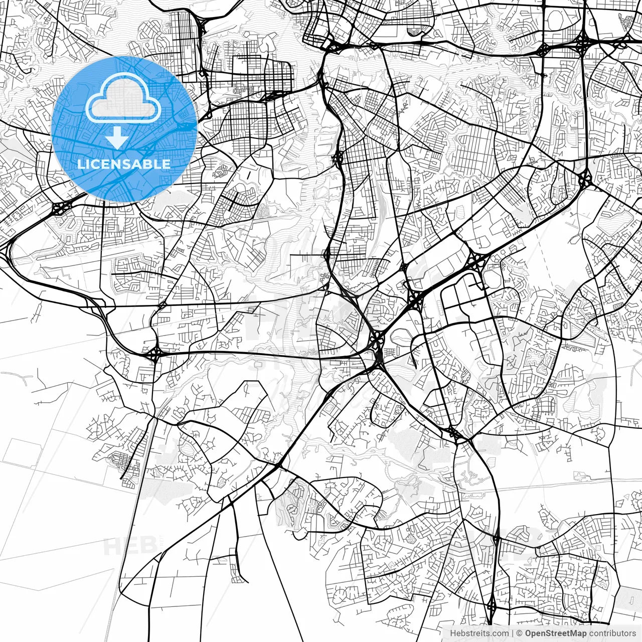 Vector PDF map of Chesapeake, Virginia, United States
