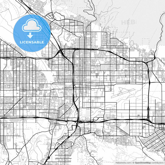 Vector PDF map of San Bernardino, California, United States