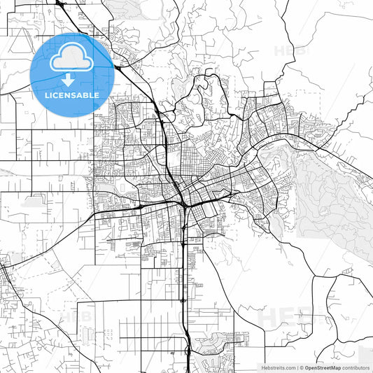 Vector PDF map of Santa Rosa, California, United States