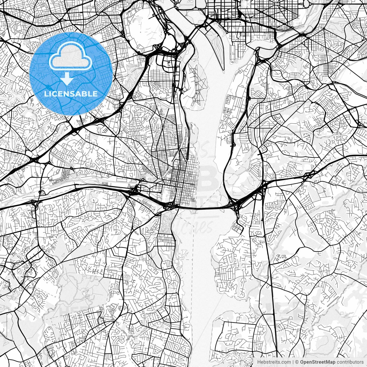 Vector PDF map of Alexandria, Virginia, United States