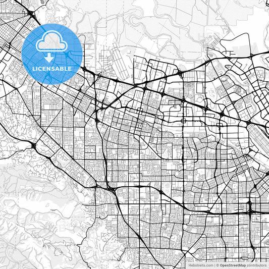 Vector PDF map of Sunnyvale, California, United States