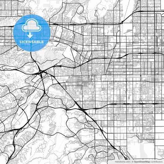 Vector PDF map of Pomona, California, United States