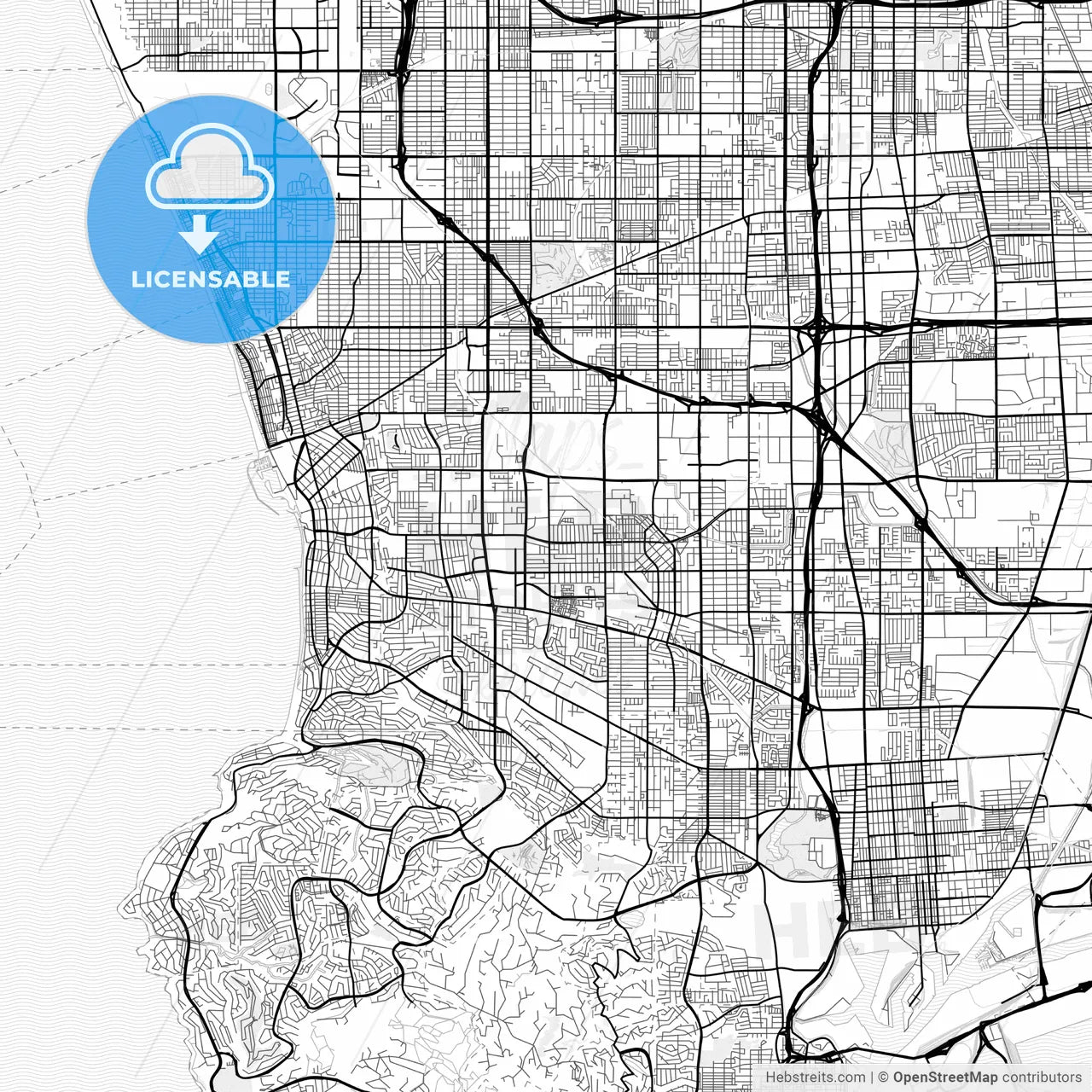 Vector PDF map of Torrance, California, United States