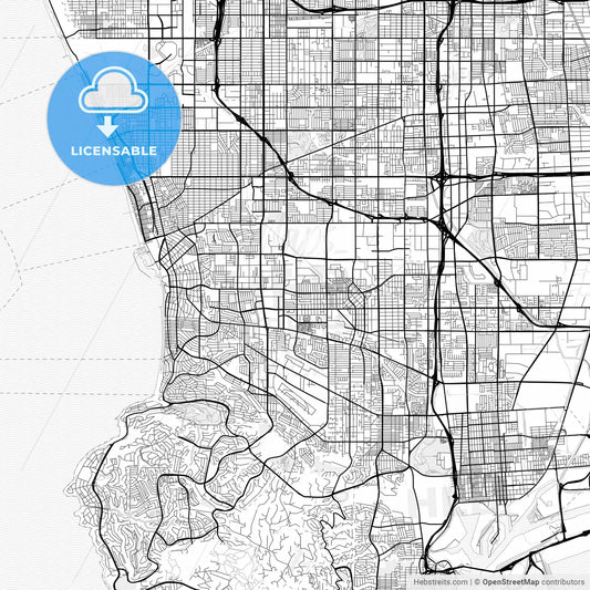 Vector PDF map of Torrance, California, United States