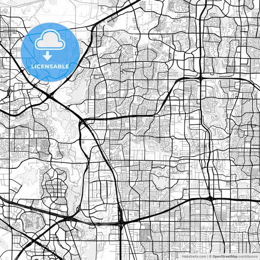 Vector PDF map of Carrollton, Texas, United States