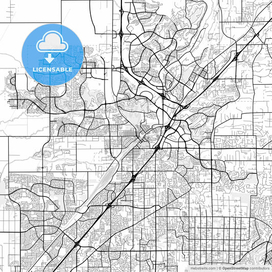 Vector PDF map of Roseville, California, United States