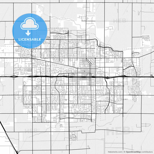 Vector PDF map of Visalia, California, United States