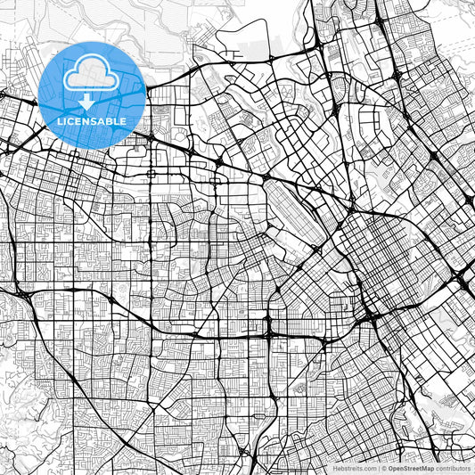 Vector PDF map of Santa Clara, California, United States