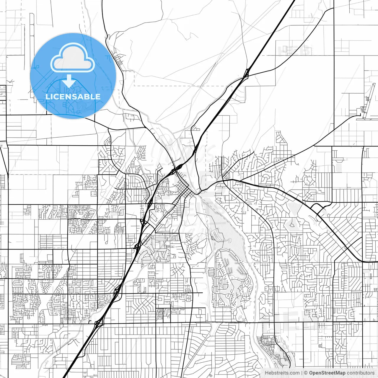 Vector PDF map of Victorville, California, United States