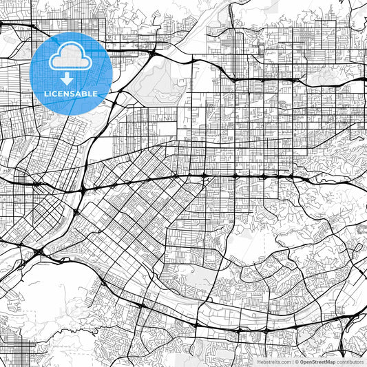 Vector PDF map of West Covina, California, United States