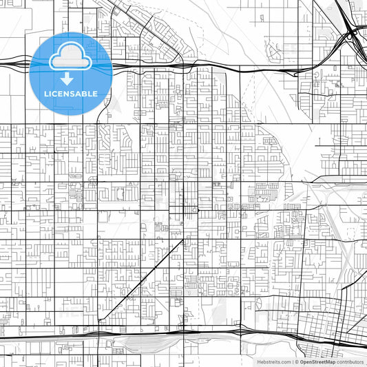 Vector PDF map of Rialto, California, United States