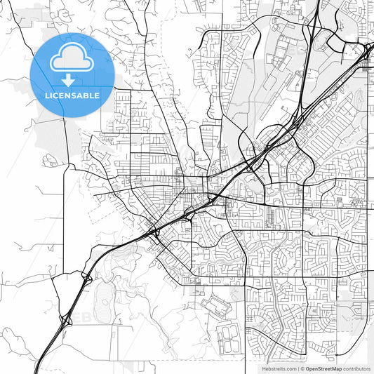 Vector PDF map of Vacaville, California, United States