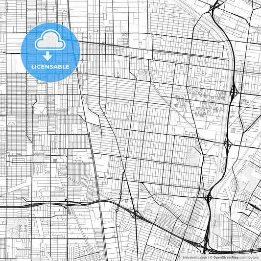 Vector PDF map of South Gate, California, United States