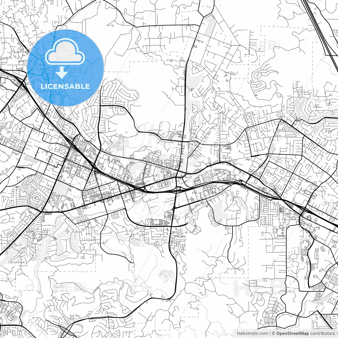 Vector PDF map of San Marcos, California, United States